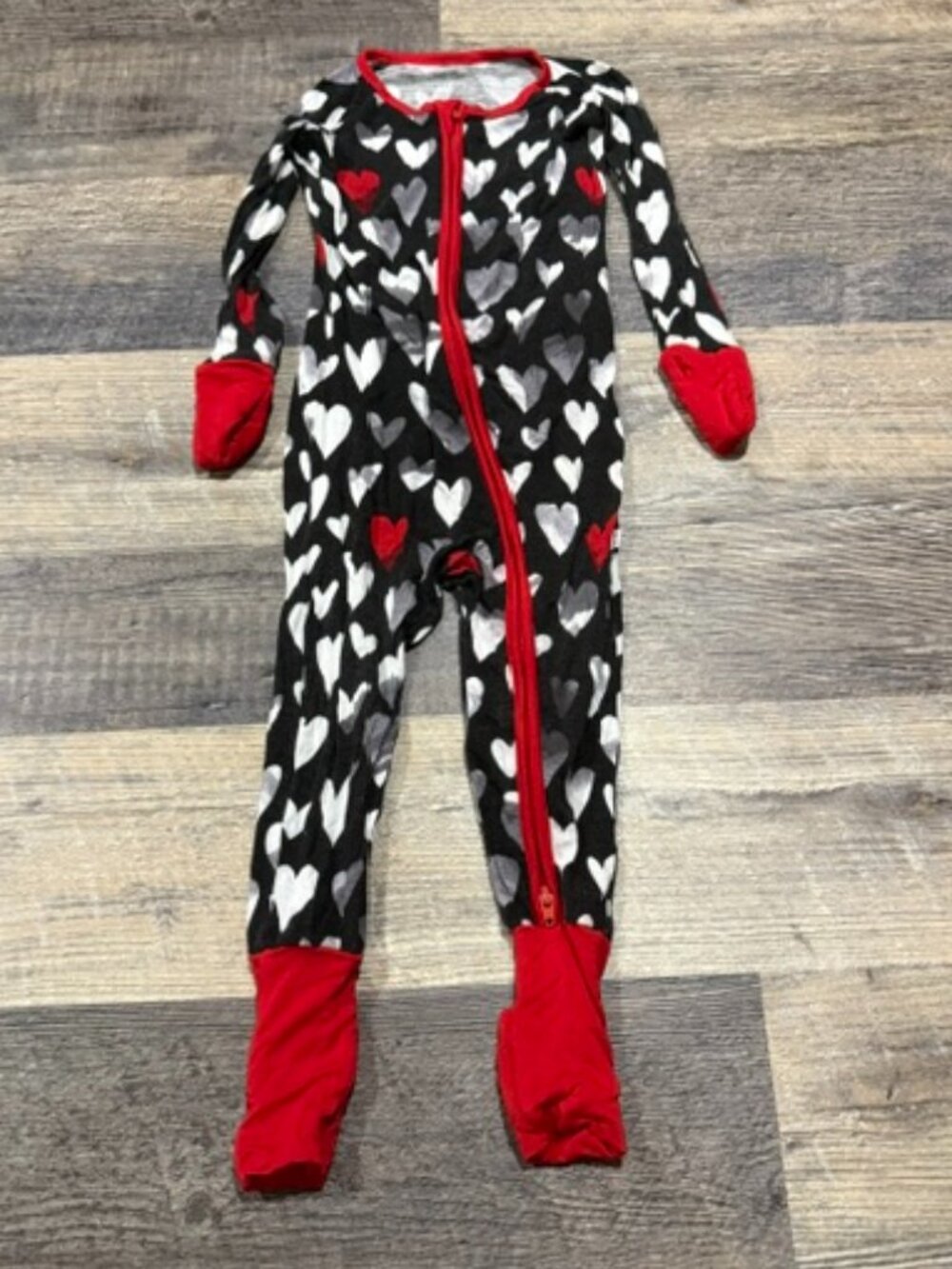 Little Sleepies 12-18 Month Heart Print Zippie Footie Pajamas